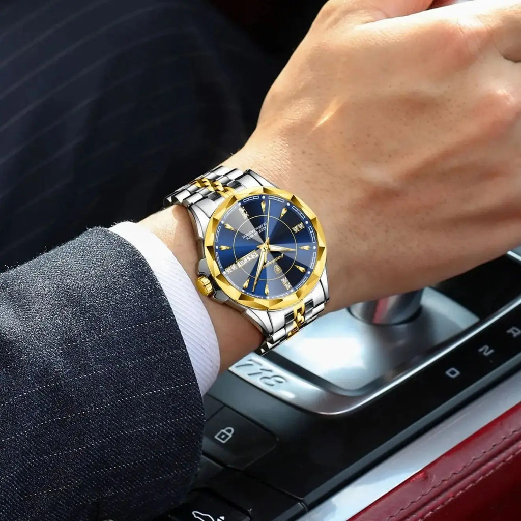 POEDAGAR Luxury Fashion Man Clock Top Business Waterproof Luminous Date Week Men's Watches Quartz Stainless Steel Men Wristwatch